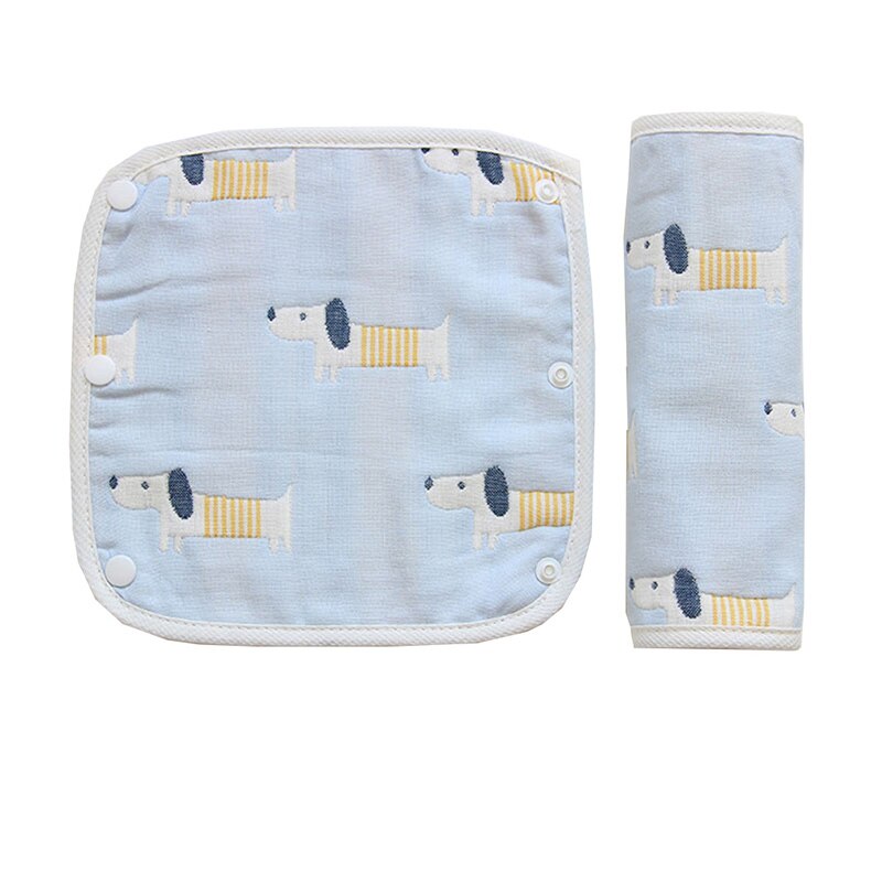 Bebê suprimentos de algodão puro padrão dos desenhos animados impressão saliva toalha espessada fivela escura alimentação toalha 2ps quente