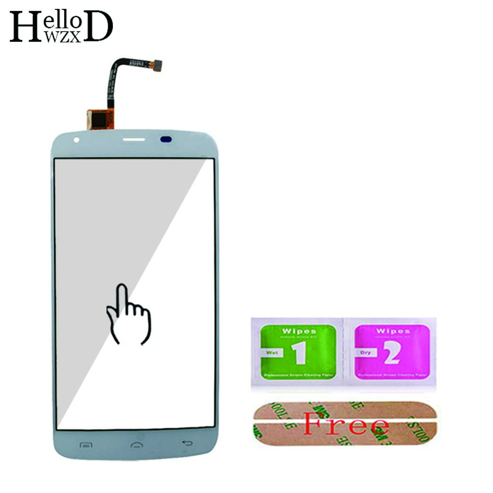 Tela de toque móvel vidro frontal para homtom ht3 ht6 ht7 toque digitador da tela do painel touchscreen 3 m cola toalhetes