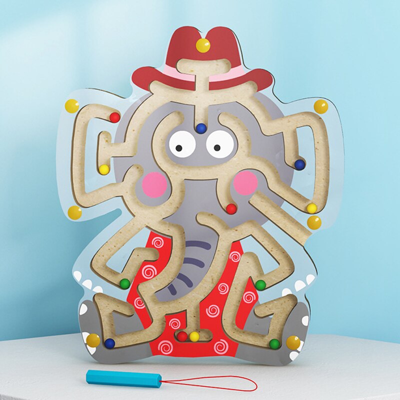 Pädagogisches Spielzeug Magnatic Labyrinth 3D Tier Labyrinth Montessori Spielzeug Früh Lernen Holz Spielzeug Für Kinder 3 Jahre Alt Kinder: WT139 Elephant