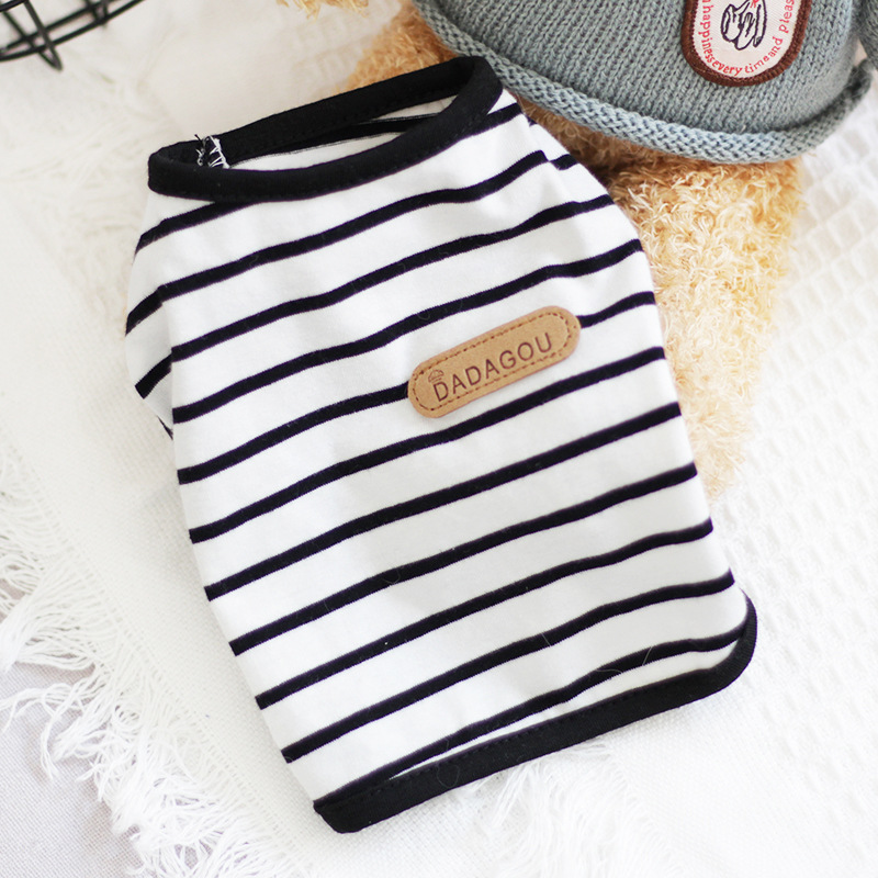 Chaleco sin mangas a rayas para cachorros, ropa para mascotas para perros pequeños, jerséis de Pomerania, Chihuahua, camisetas para gatitos, trajes: M / Negro