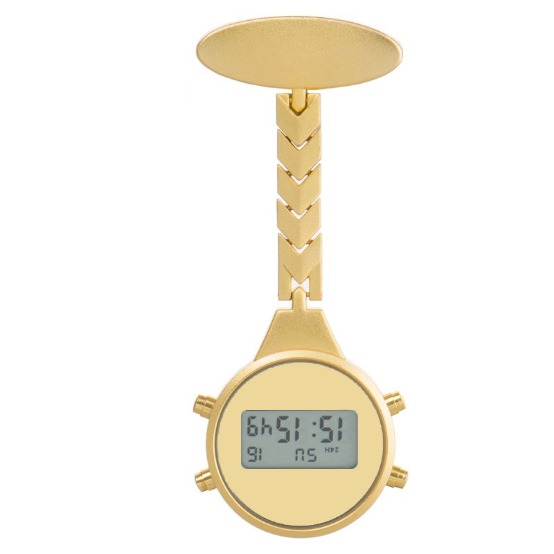 Reloj Digital de bolsillo para hombre y mujer, accesorio de aleación con Pin, ideal para estudiantes, Hospital, para colgar, 10 unids/lote: gold
