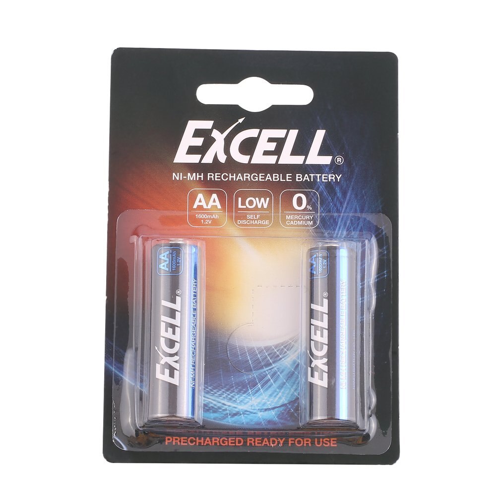 2PCS EXCELL AA Rechargeable Battery 1.2V 2400mAH AA Ni-MH Durable Low Self Discharge Precharged Rechargeable Batteries: 1600mAh