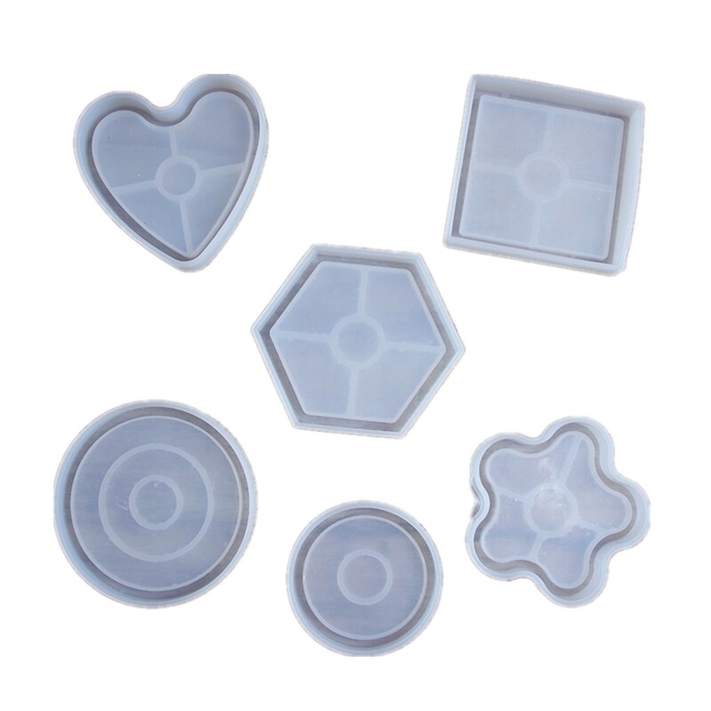 Hexagon Coaster Concrete Tray Silicone Mold Round Square Candlestick Plaster Base Tray Mould Cement Flowerpot Pedestal Molds