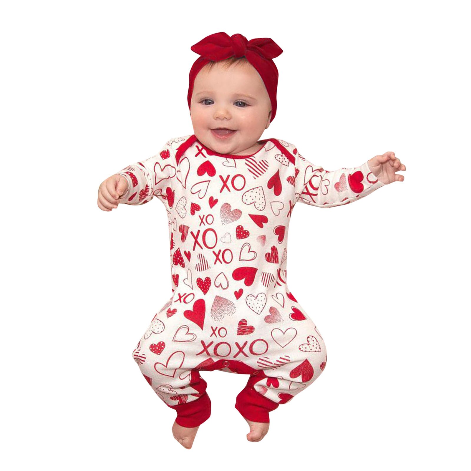 3-18Months Neugeborenen Baby Jungen & Mädchen Liebe Herz Print Romper Overall + Stirnbänder Neugeborenen Baby Kleidung Outfits