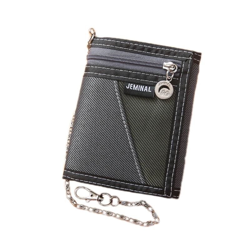 Portefeuille en toile pour homme porte-carte de crédit porte-clés porte-monnaie poche à langer: Gris