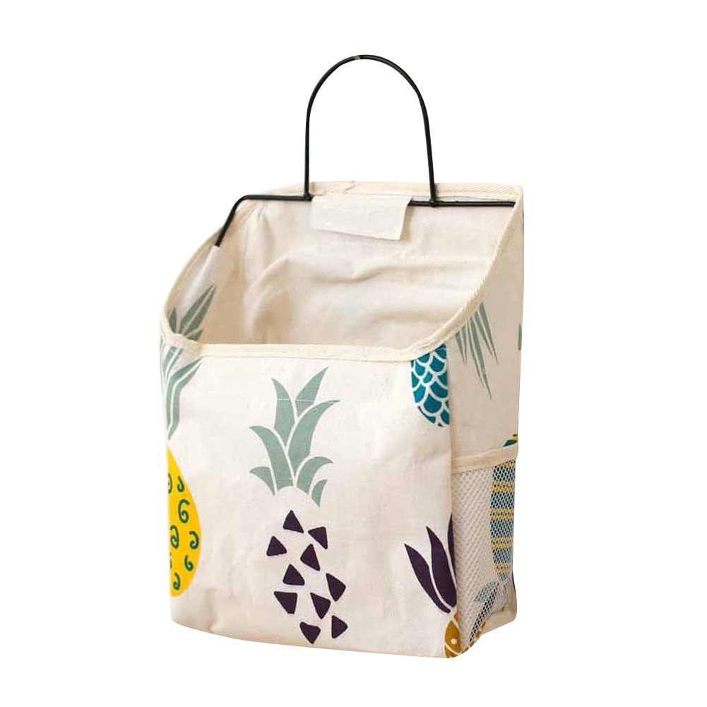 Wall Hanging Storage Bag Book Magazine Phone Holder Pouch Organizer with Hook Jewelry Organizer Home Office Container: Pineapple