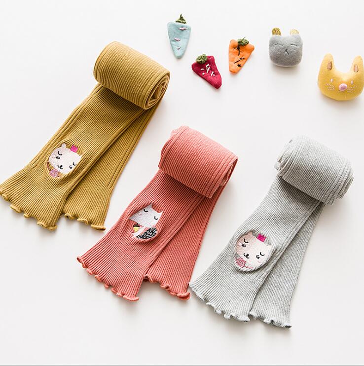 Mallas bordadas de algodón para niños y niñas, pantalones de color caramelo, 6 estilos, novedad de primavera