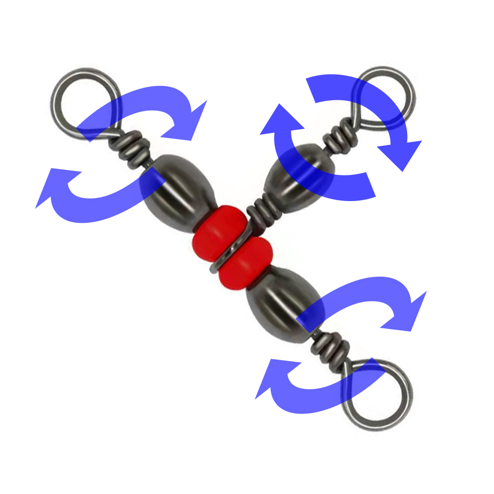 20 stk. japansk trefork flaskeformet tredelt ring 8- -ords ringdeler t-svivel rød perlesvivel fisketilbehør