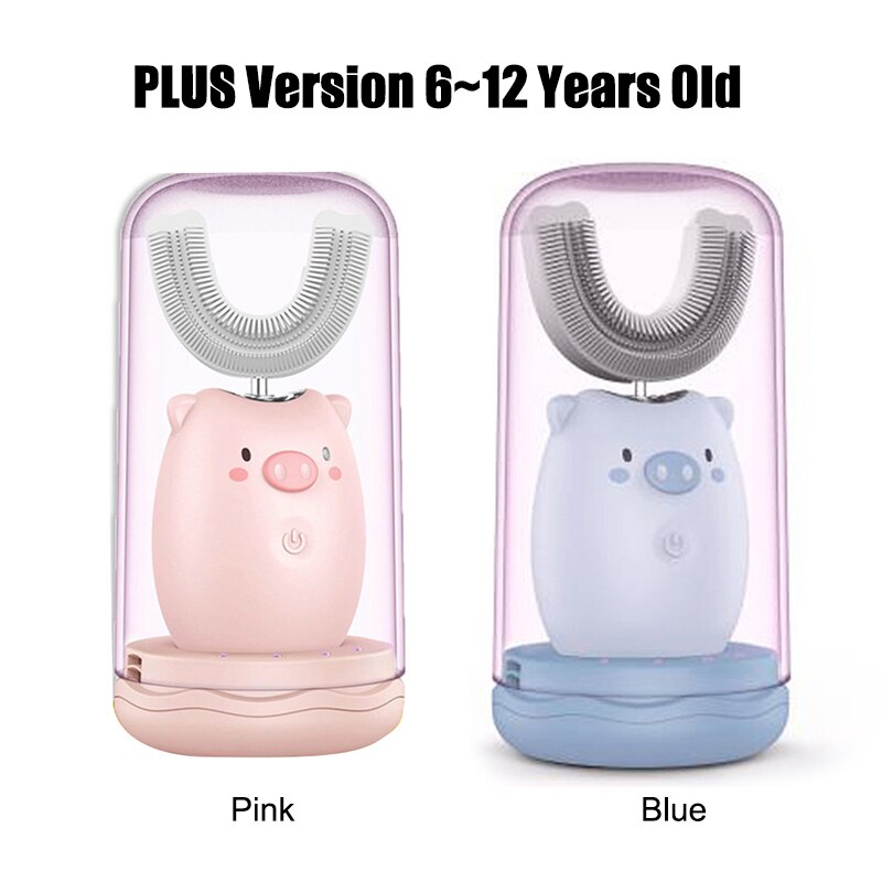 Kids' escova de dentes elétrica totalmente automático à prova dtoothbrush água silicone recarregável para a idade 2 a 12 fou99