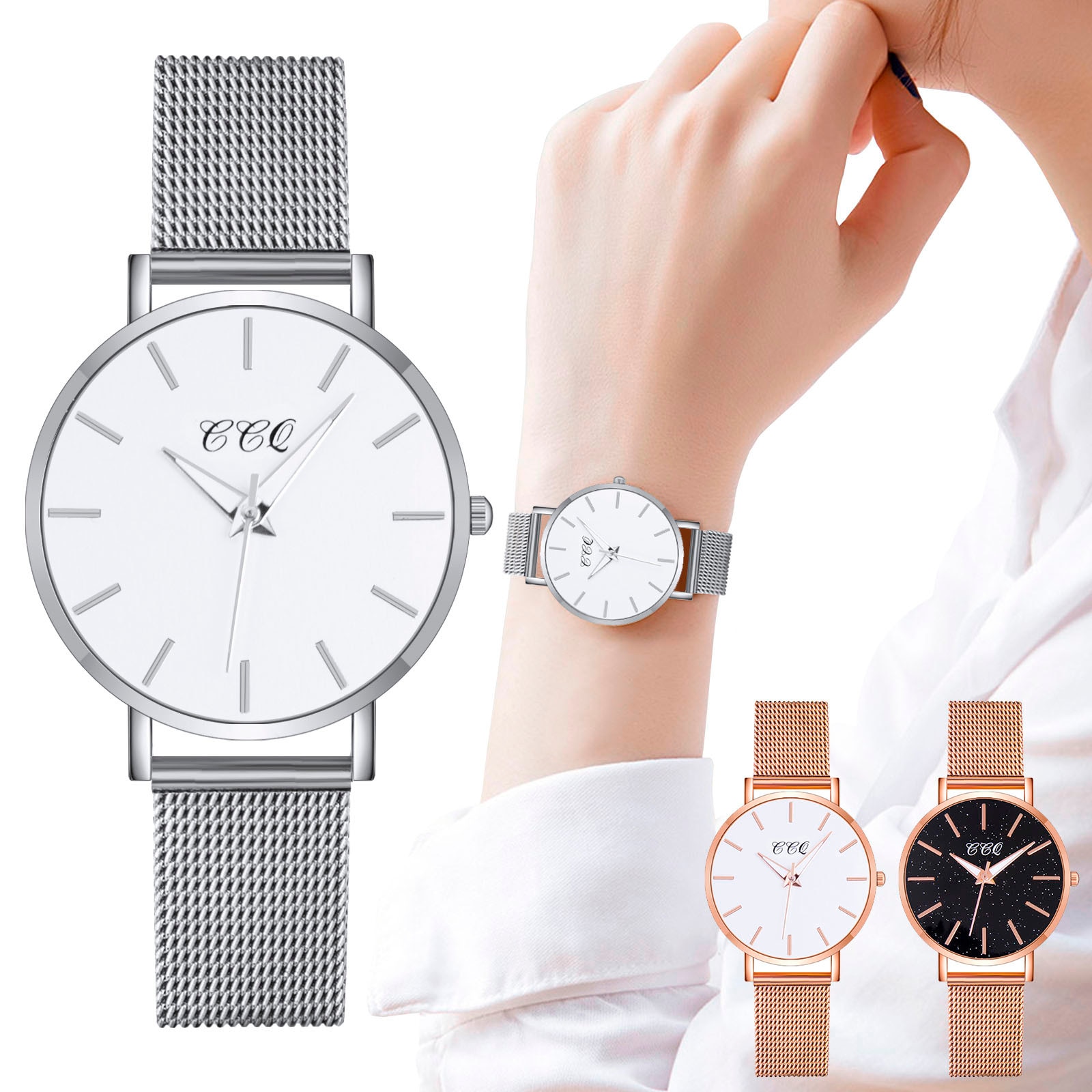 femmes montres aimant boucle de luxe en acier inoxydable bracelet Quartz montre dames Simple montre-bracelet petite amie