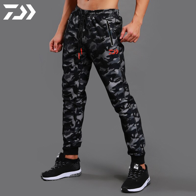 Camouflage Vissen Broek Mannen Ademend Snel Droog Casual Koord Vissen Kleding Herfst Wandelen Broek Joggingbroek Sport: Black / M