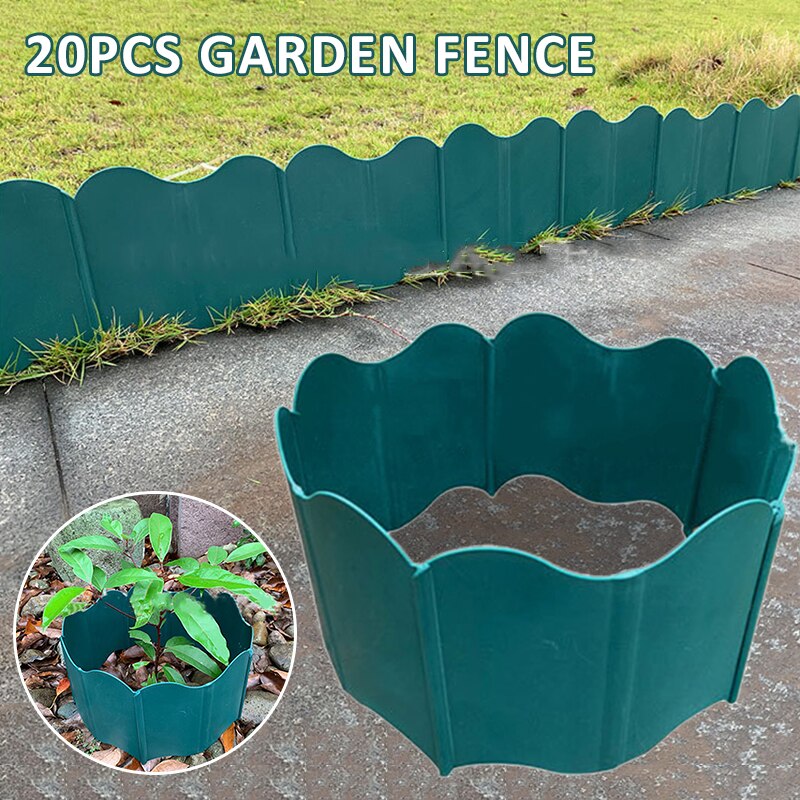 20 Pcs Plastic Garden Border Edging Fence Path Courtyard Lawn Edge Plant Panel Wall Gravel Border Fencing Set Tools Home