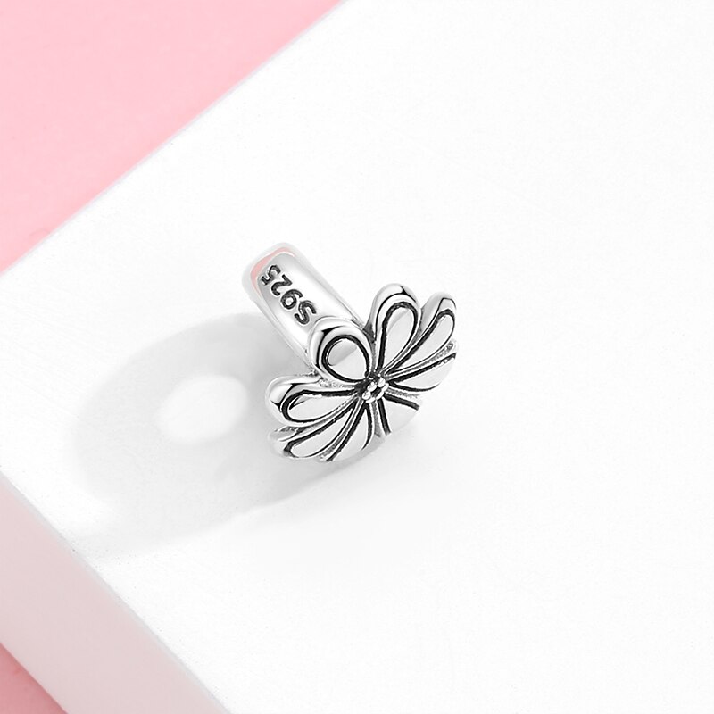 Top 925 des perles d'espacement en argent sterling en forme de fleur pour bracelet original en argent 925 , fabrication de bijoux fins