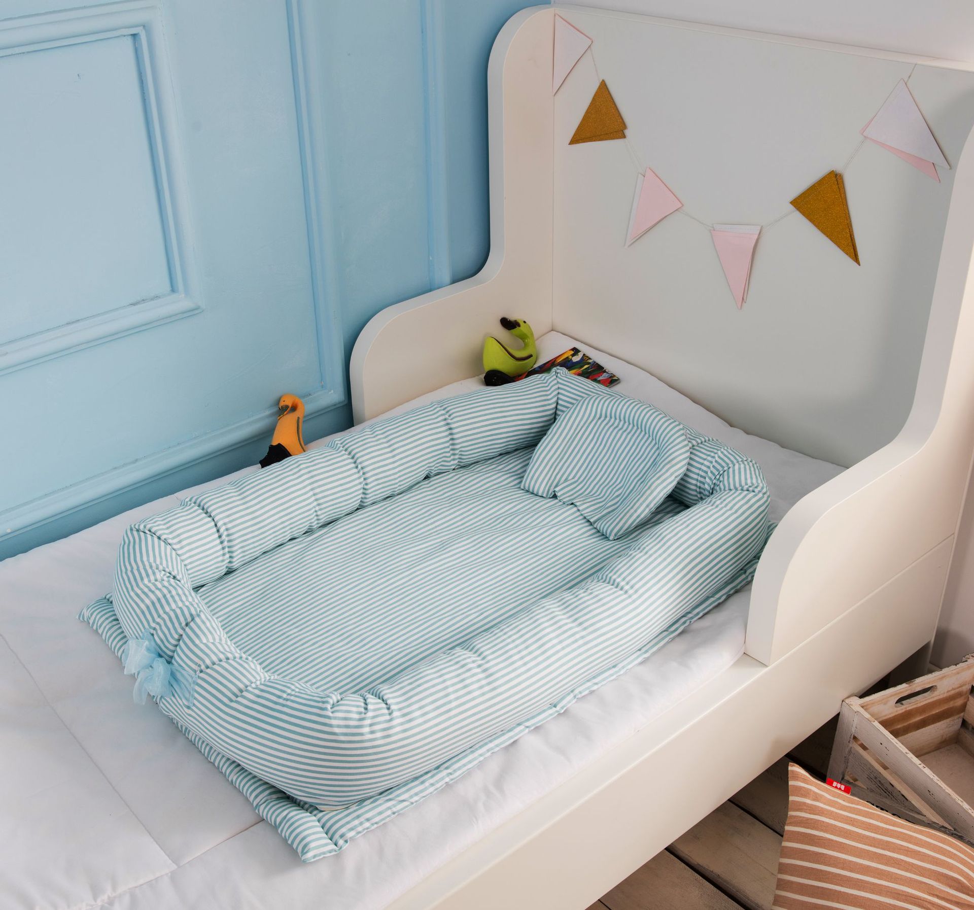 Baby Kinderbox Bed Baby Wieg Pasgeborenen Reizen Babybedjes Gestreepte Gedrukt Kind Lounger Opvouwbare Draagbare Kinderen Katoen Cradle Kid: 6