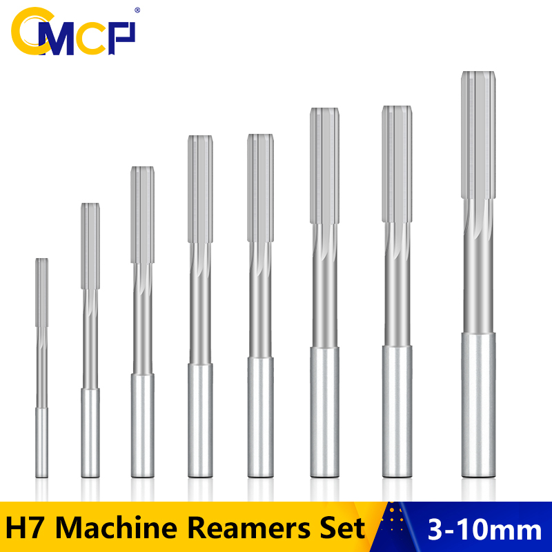 Cmcp Hss H7 Machine Ruimers Set 4/5/8 Stuks 3-10Mm Rechte Shank Gooien Ruimer metalen Cutter Tool Rechte Ruimer