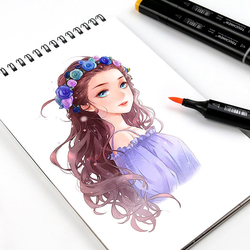 TOUCHNEW 80 Colors Soft Brush Markers Pen Dual tips Alcohol Based Markers set for Manga Drawing Animation Art Supplies