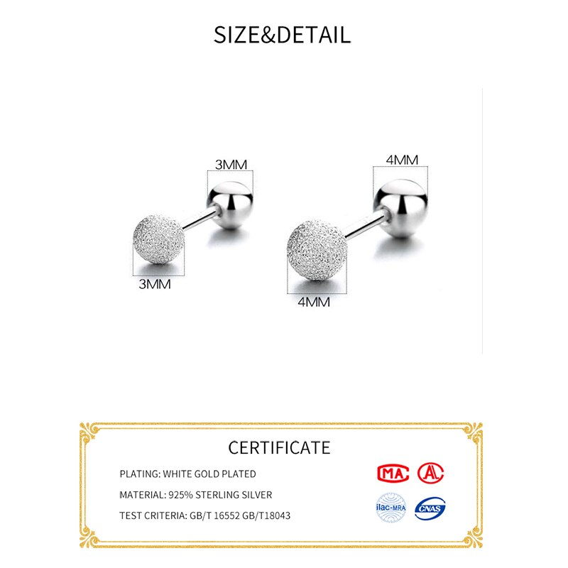 Inzatt ohrstecker aus 925 mit geometrischem, rundem perlenmuster für damen – klassischer, feiner schmuck