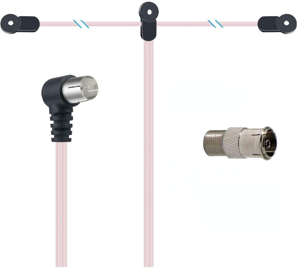 Flex F type 75 Ohm FM Dipole Radio Antenna with different adapters for Top Radio Stereo Receiver HiFi AV Mini System Stereo Kit: Pink