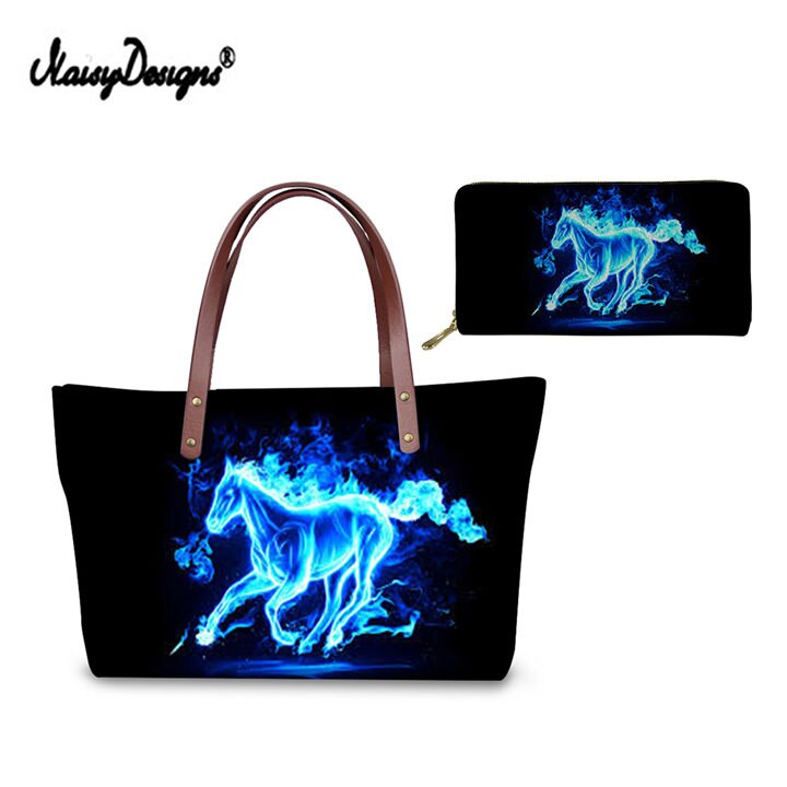 Pink Unicorn Horse Printed Women Shopping Bags Crossbody Bags Vintage Messenger Bag Leather Purse Shoulder Travel Top Tote Bags: LMF0050ALZ21