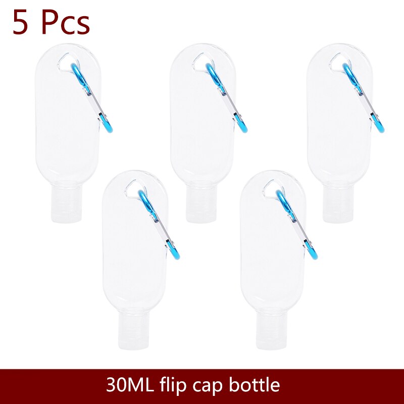 50ml Empty Hand Sanitizer Travel Hook Keychain Carriers Flip Cap Reusable Portable Empty Bottles hook bottle PETG: 5pc 30ml Peach heart