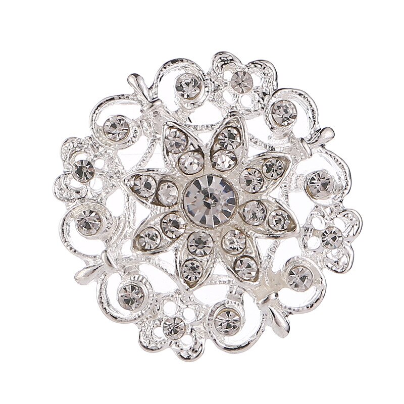 Lnrrabc Mode Vrouwen Zilverachtige Kleur Bloem Vormen Kristallen Imitatie Parel Broche Pin Sieraden Pins Broches De Strass Luxo