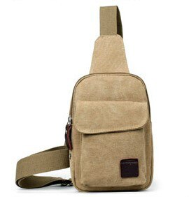 Männer Kleine Brust Schlinge Tasche Reise Wandern Kreuz Körper Bote Schulter Solide Männer Leinwand Tasche: Kakifarbig