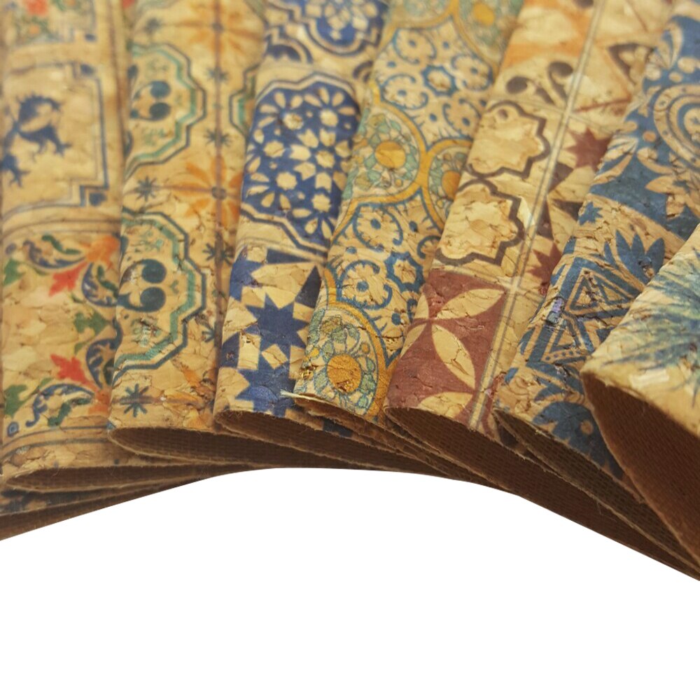 Qibu 22*30 Cm Gedrukt Zachte Kurk Stof Kleding Handtas Synthetisch Leer Diy Naaien Materialen Kledingstuk Diy Ambachten Textiel materiaal