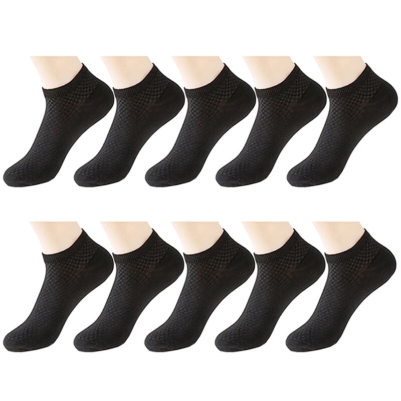 10 par/lot bambu strumpor herr andas antibakteriella korta strumpor herr business casual strumpor fyra säsonger storlek 38-43 euro: 10 par svart
