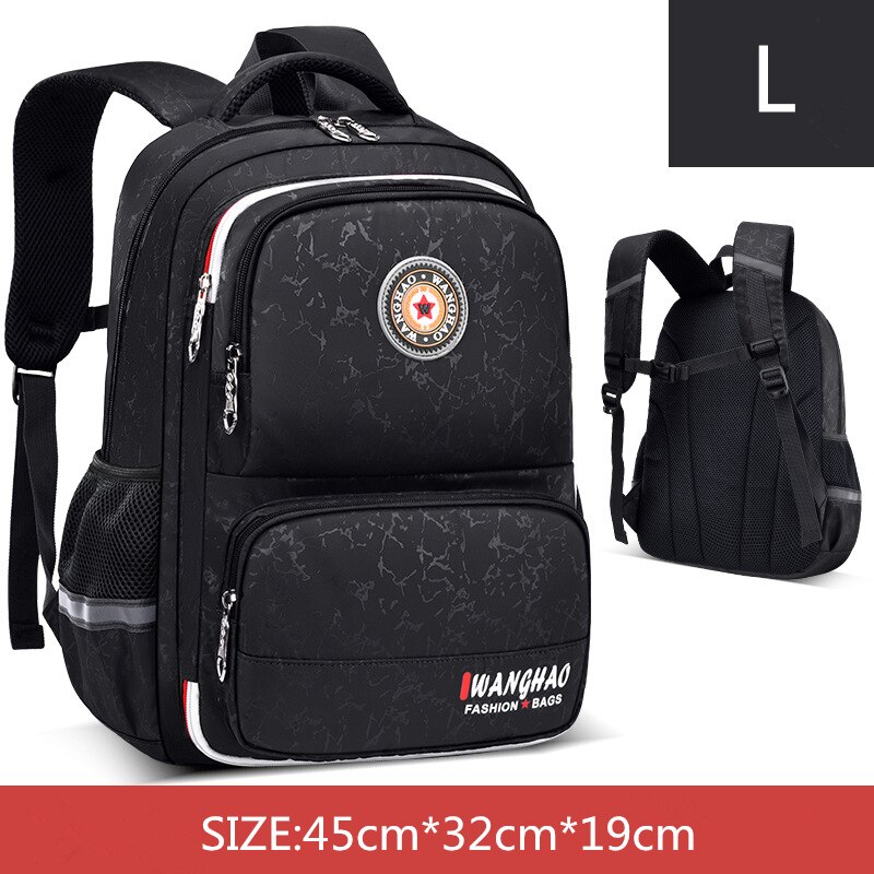 Waterproof Schoolbag kids Backpack Book Bag Children Orthopedic School Bags For Boys Girls Primary School Backpacks Mochila: L black