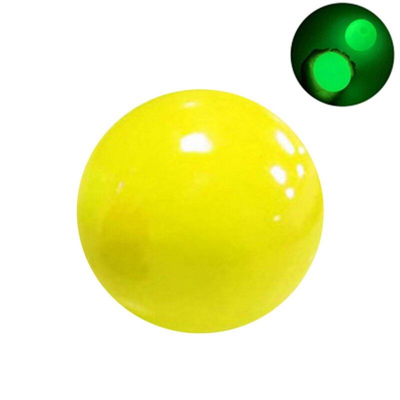 6cm Luminous Stick Wall Ball Decompression Ball Sticky Squash Ball Suction Decompression Toy Sticky Target Catch Throw Ball: 1PCS Yellow Luminous