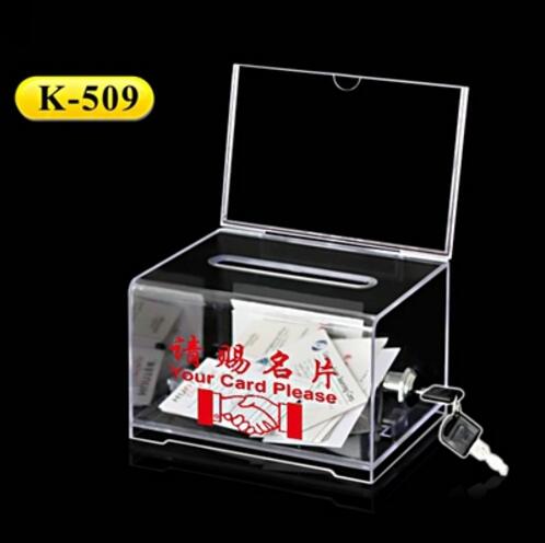 1 pcs High capacity Exhibition hall Business Card Holder Ballot Box Suggestion Box With Stickers: K509-Red