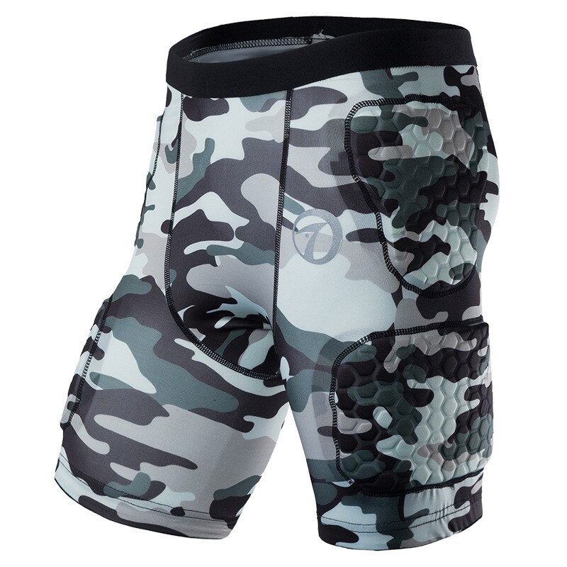 Mænds tykkere kompression sports camo tynde anti-kollision shorts til rugby fodbold ski træning bikage lårbeskytter: Xxl