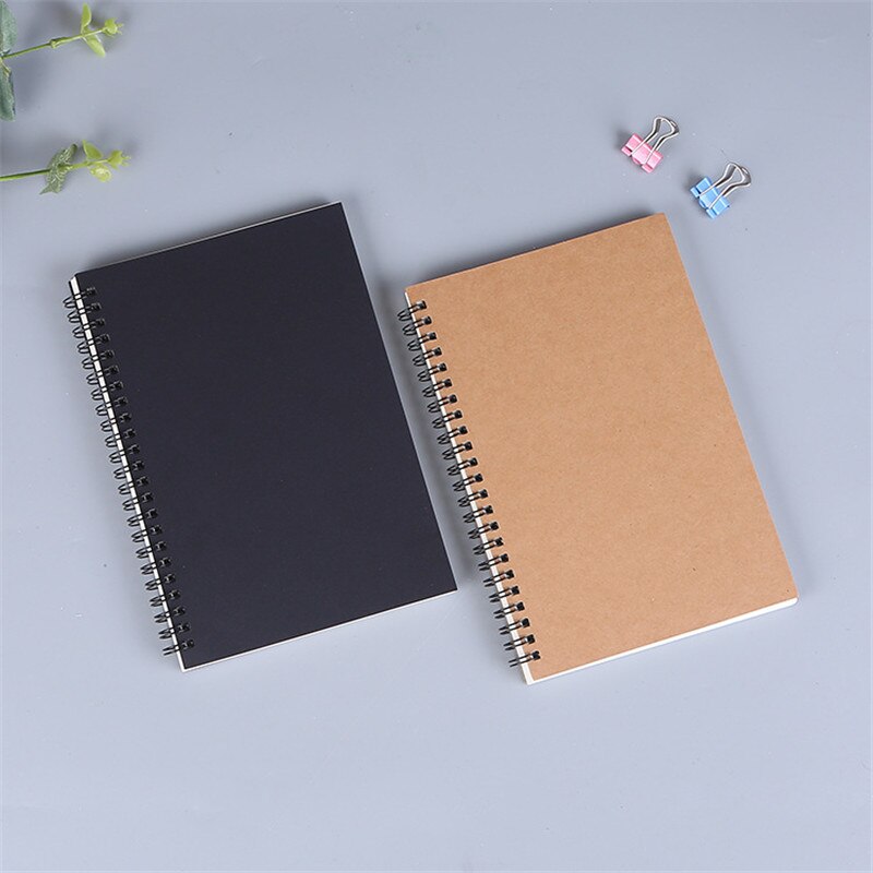 Kraft Paper Double Coil Ring Spiral Notebook A5 Sketchbook Diary For Drawing Painting Blank Paper Sketch Book School Supplies
