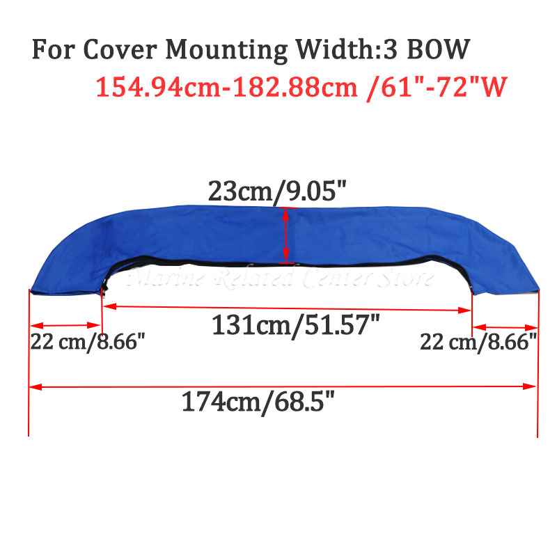 600D Bimini Top Boot Cover 3 Bow No Frame Waterproof Yacht Boat Cover with Zipper Anti UV Dustproof Cover Marine Accessories: Ivory