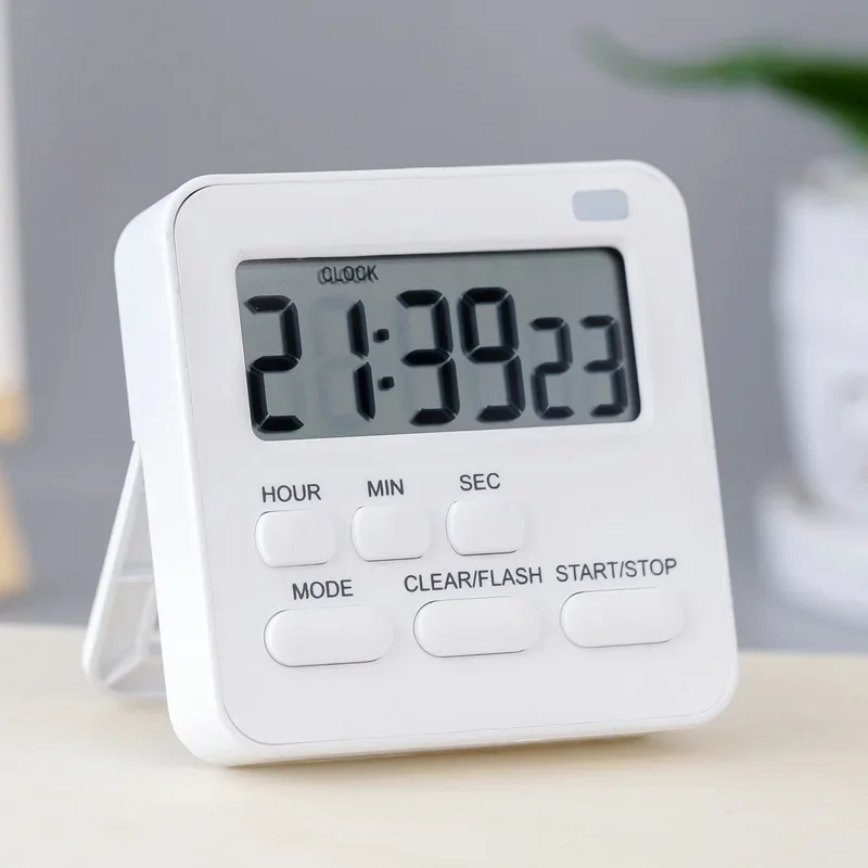 With Flashing Light Timer Cooking Kitchen Sport Study Game With Magnetic Countdown Alarm Clock: WHITE