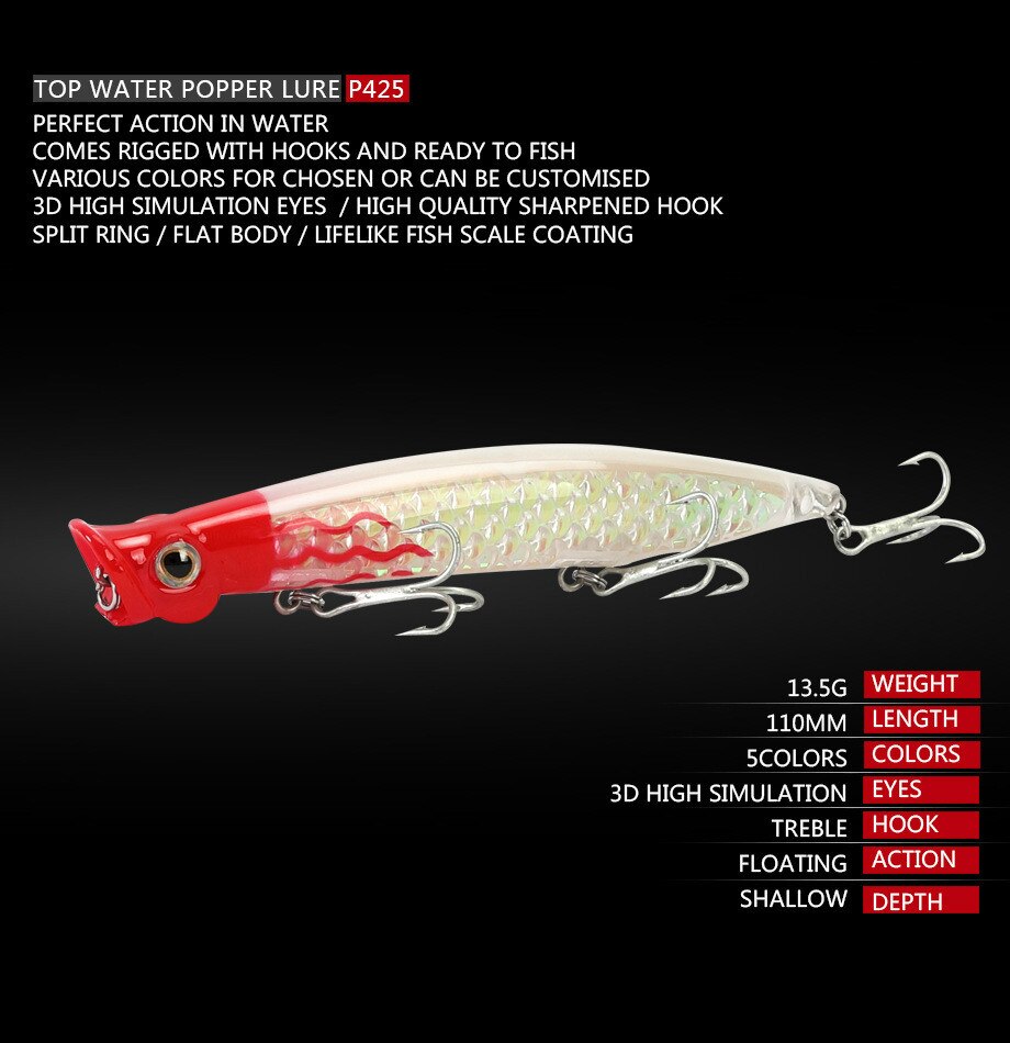 Topwater Leurres de pêche flottants Lifelike Swimbait, Top Leurres