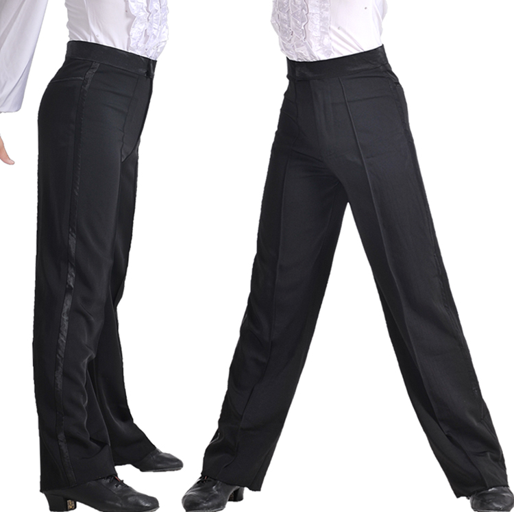 Professionelle Männer Schwarz Latein tanzen Hosen Jungen Erwachsene Satin- Ballsaal tanzen Hosen Salsa Tango Rumba Samba Cha Cha Latein Schlauch: 7XL  2.7 Taille 88cm