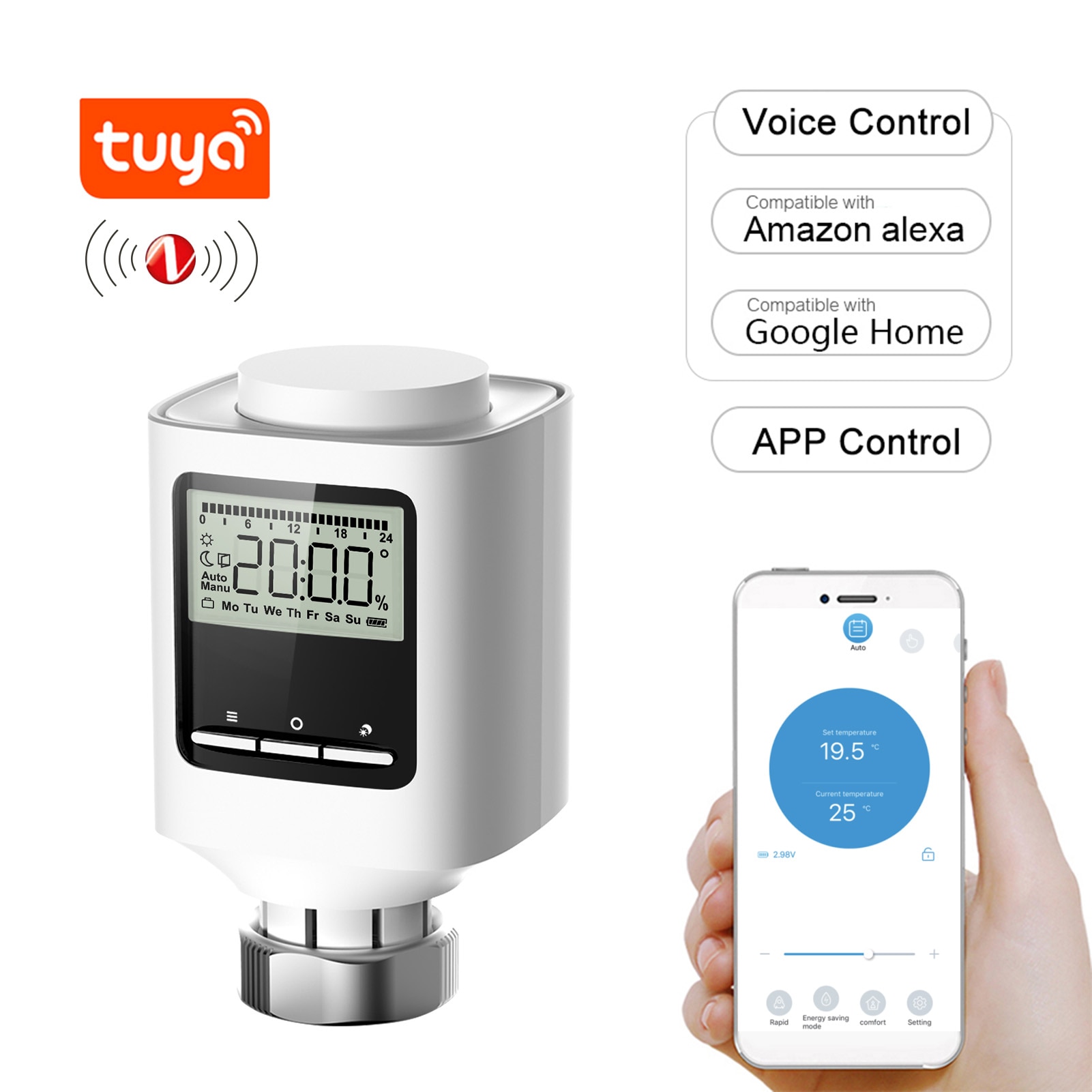 Tuya ZigBee Smart Thermostatic Radiator Valve Home Thermostat Heater Voice Control for Alexa Google Home Smart Life Thermostat