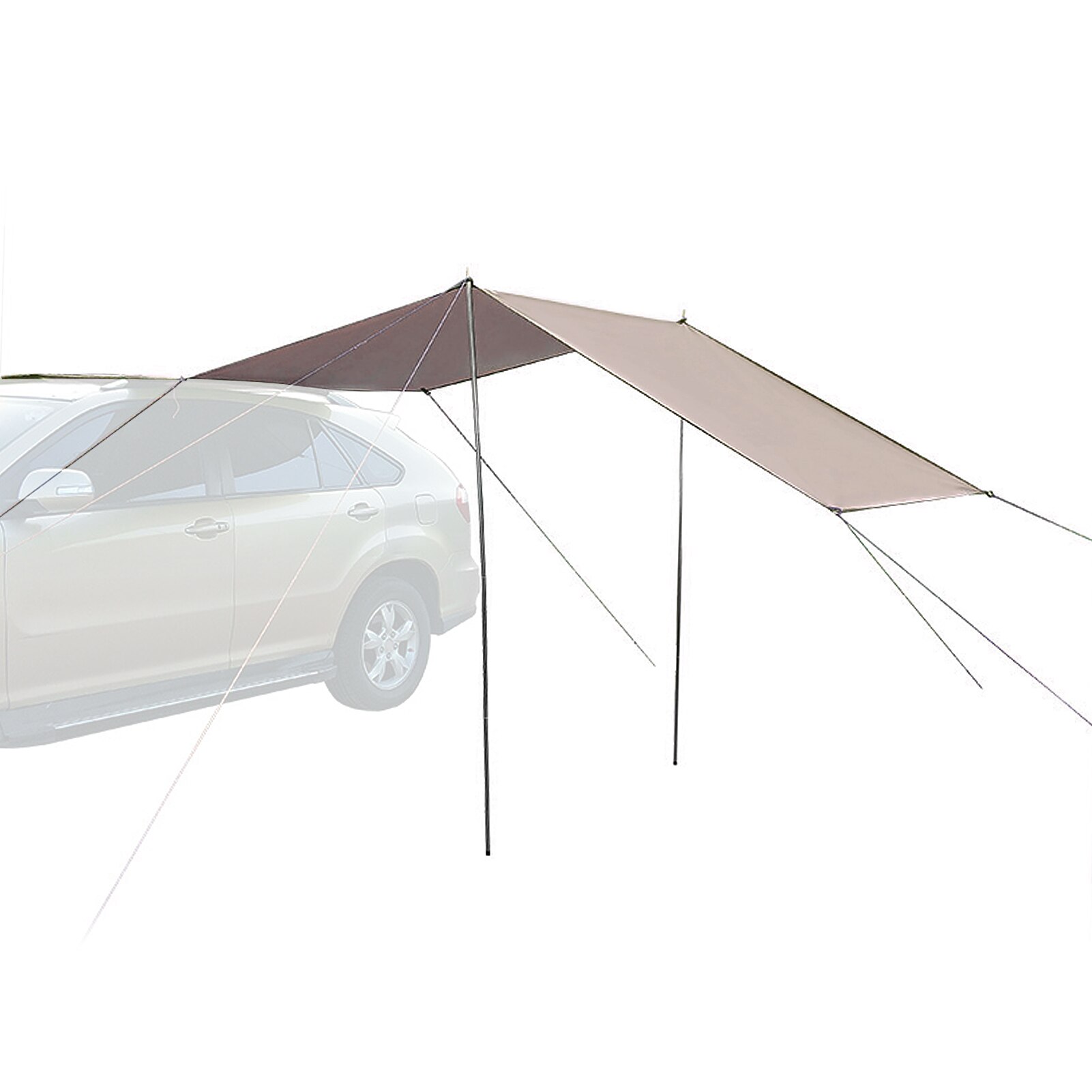 Auto Luifel Tent Dak Top Voor Suv Auto Outdoor Camping Reizen Strand Zonnescherm 210D Oxford Sunproof Regendicht Luifel: Donker Kaki / 3x1.5m