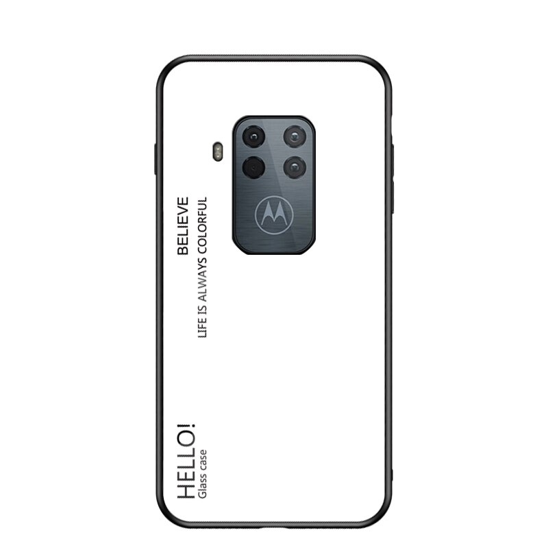 Oudini til motorola moto one zoom cover gradient glas kuffert til moto one zoom cover: Hvid