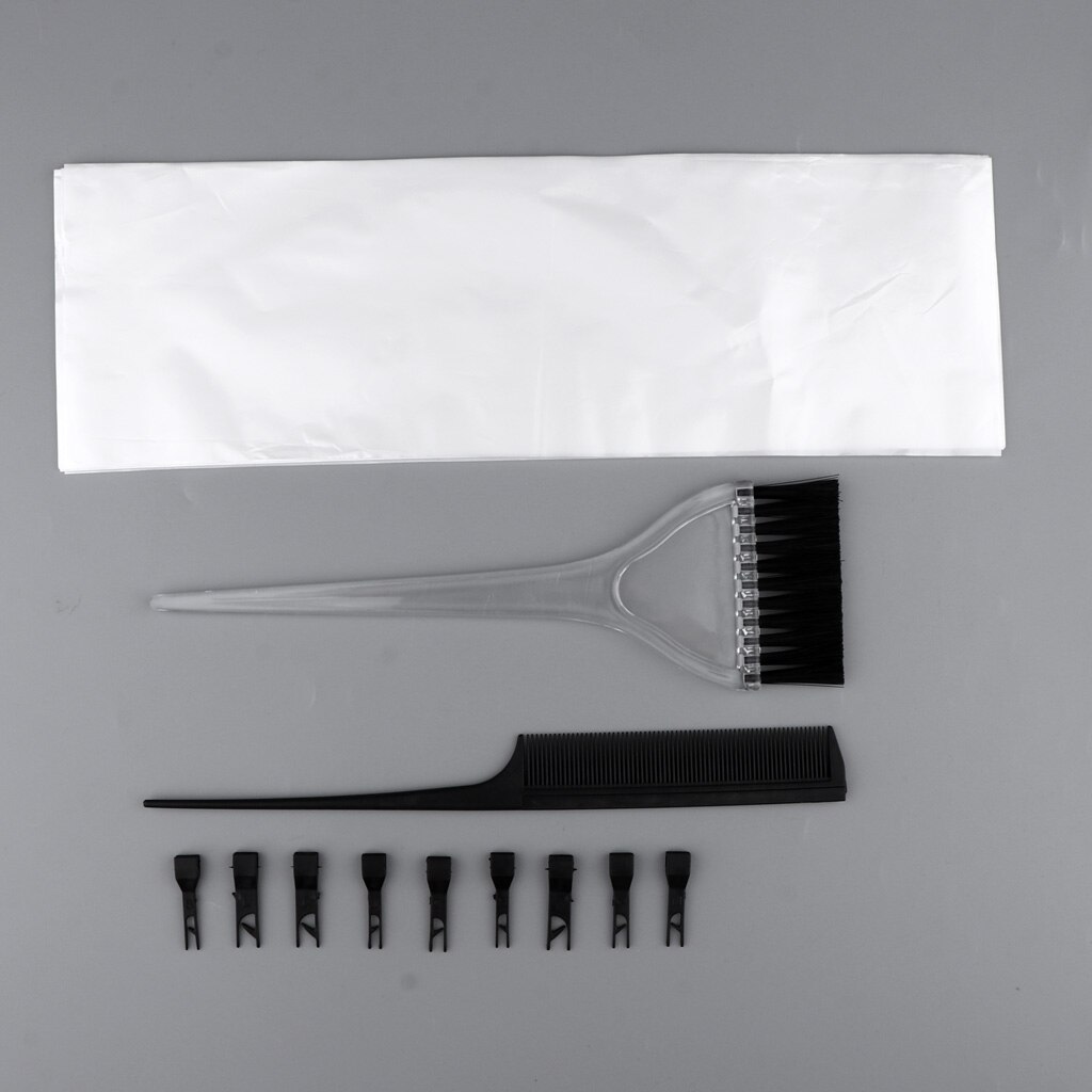 Dual Sides Rat Tail Highlighting Microbraiding Sectioning Hair Comb + Fan Shape Dye Brush