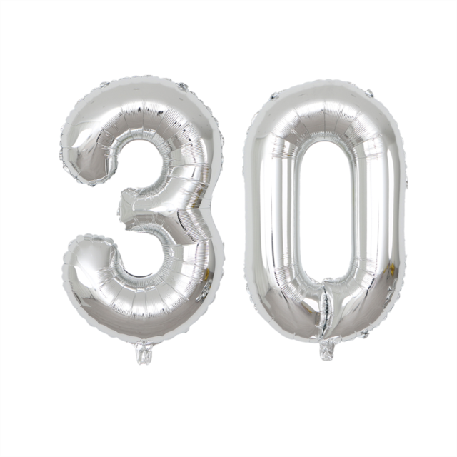 2pcs 32/40 inch Happy 30 Birthday Foil Balloons Red Pink Blue Silve Number 30th Years Old Party Decorations Anniversary Supplies: silver / 40inch