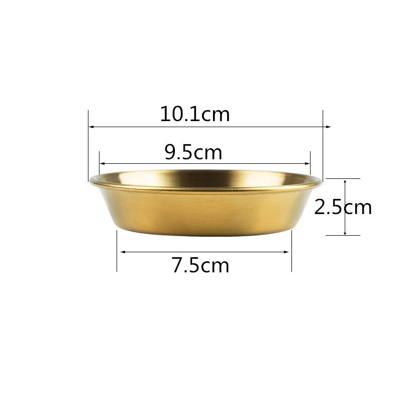 304 Rvs Kimchi Plaat Schotel Kom Saus Goud Gouden Kleine Schotel Opslag Trays Plaat Snacks Platte Kruiden Doos Servies: 10.1x2.5cm gold