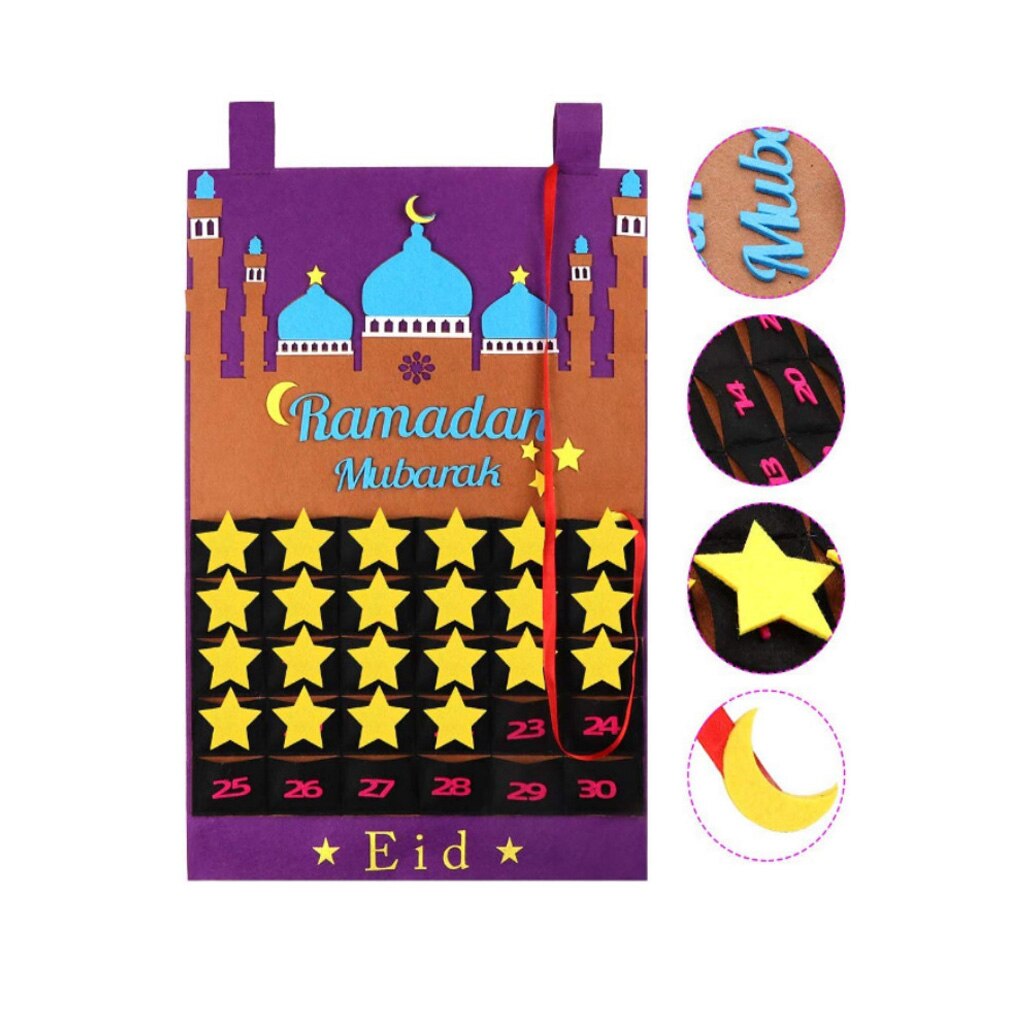 Ramadan Mubarak Hanging Canvas Sign - 15.7x39.3 Inch Eid Decoration, Islamic Wall Art For Home, Mosque, Festival Celebration - View #3