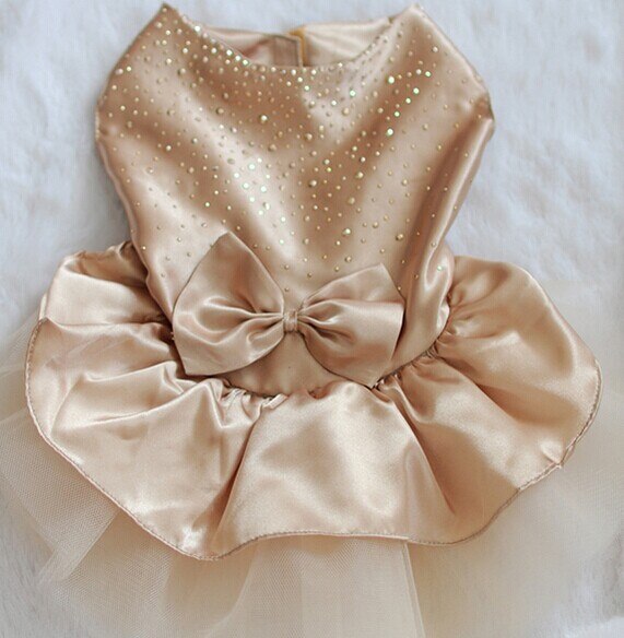 Princess Style Dog Dress Pet Dog Puppy Wedding Party Lace Dress Clothes Bow Tutu Princess Dress Pet Apparel: Yellow / S