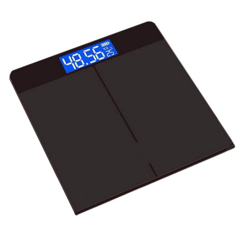 Tempered Glass Digital Body Weight Scale USB Charging LCD Bathroom Scales Weight Monitor Body Fats Scale: Black(Gray)