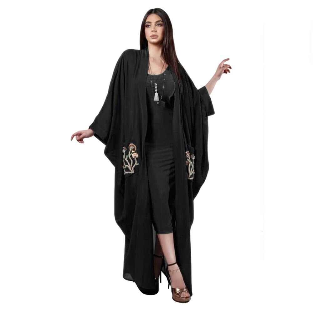 Abaya muslim dubai kläder dambroderad kofta kläder för kvinnor marocain turkisk kaftan