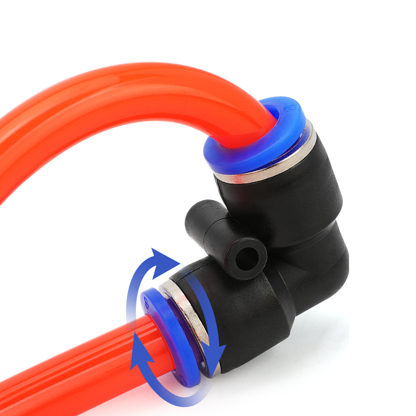 LAIZE-acoplamientos de manguera de plástico, accesorio neumático de empuje de ajuste rápido para aire PU/PE/PY/PV, codo recto en T, OD6mm, 8mm, PU-8, 50/72 unids/lote por caja