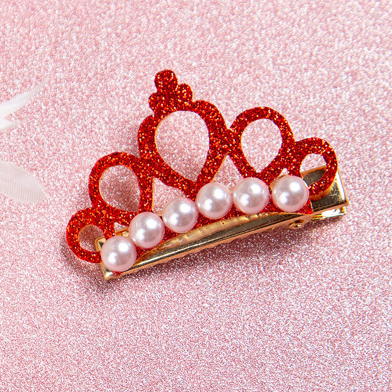 Pinzas para el pelo para perros pequeños, lazos con forma de corona de perlas de imitación, pinzas para el pelo de gato, tocado de aseo, accesorios para mascotas, 1 ud.: Gris