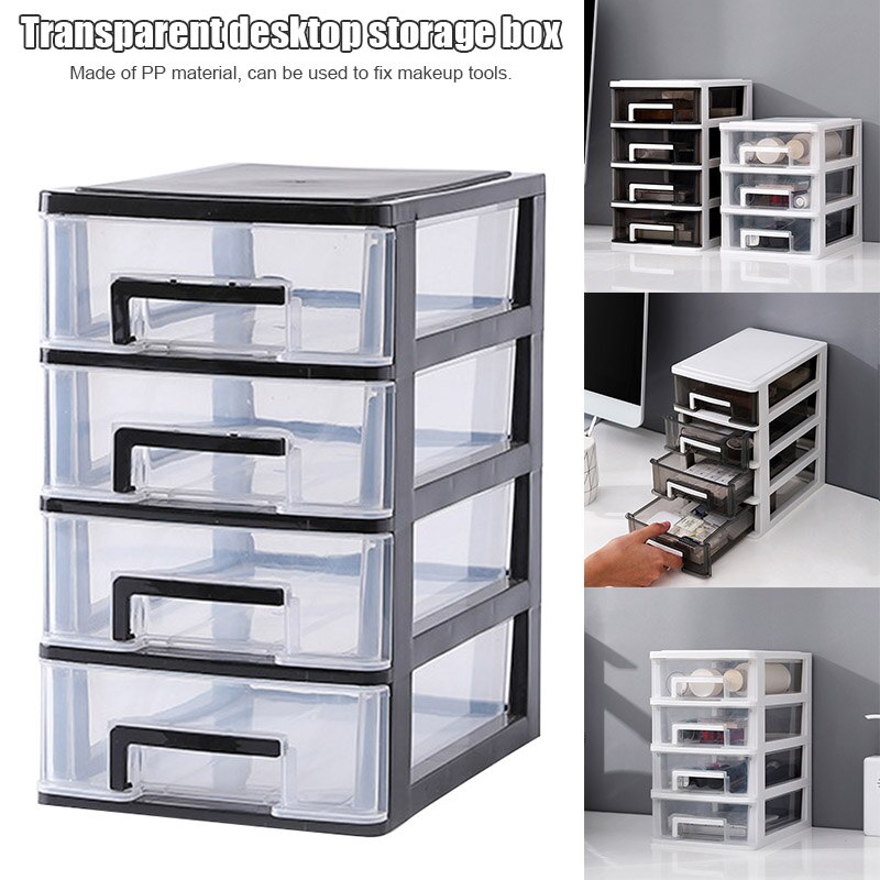 Plastic Desktop Drawer Transparent Sundries Small Objects Storage Case Organizer 3/4 Layers for Home Office Use EL